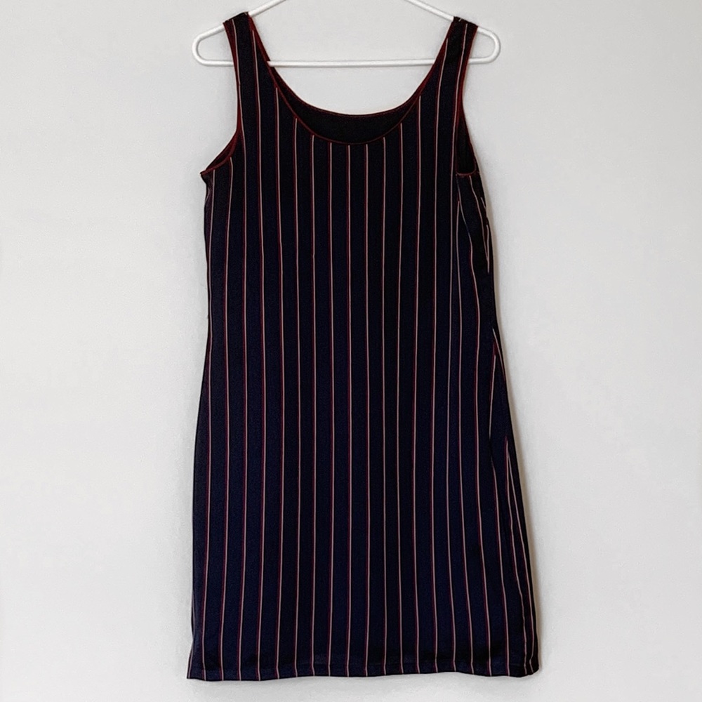 The Limited Satin Pinstripe Navy Tank Midi Dress - Picture 2 of 6
